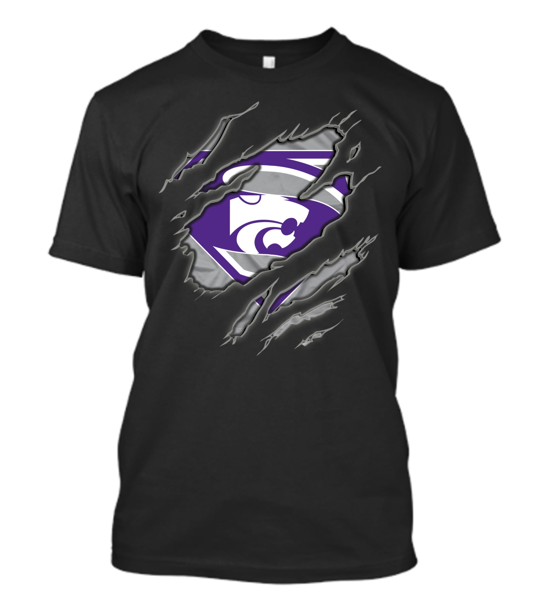 Kansas State Wildcats Superman Logo Claw Marks T-Shirt