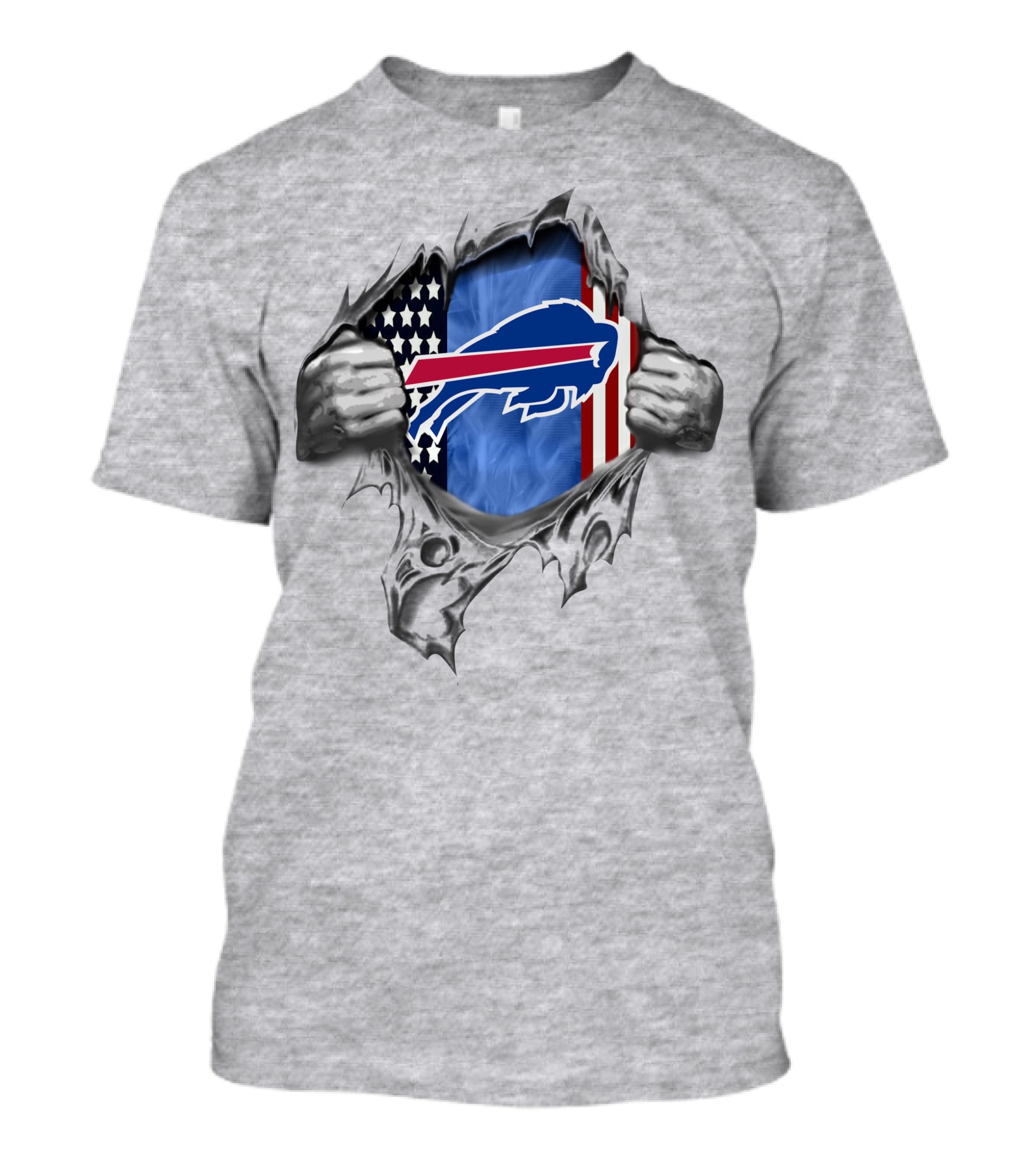 Buffalo Bills American Flag Ripped Metal T-Shirt