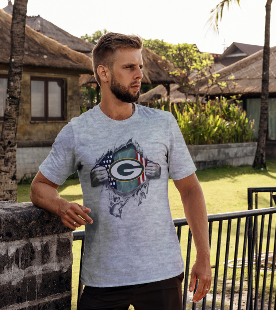 Green Bay Packers American Flag Fan Pride T-Shirt