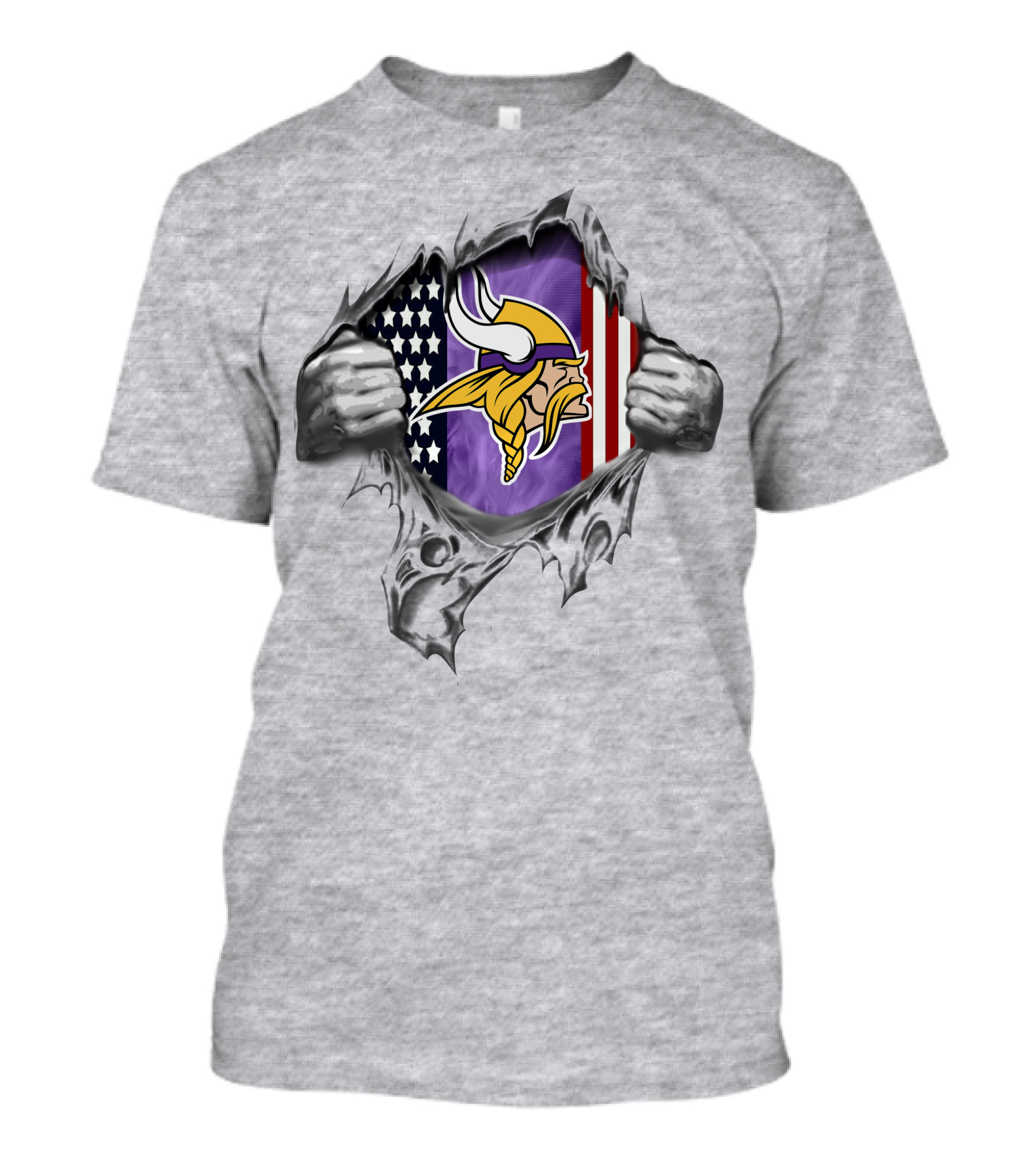 Minnesota Vikings American Flag Ripped T-Shirt