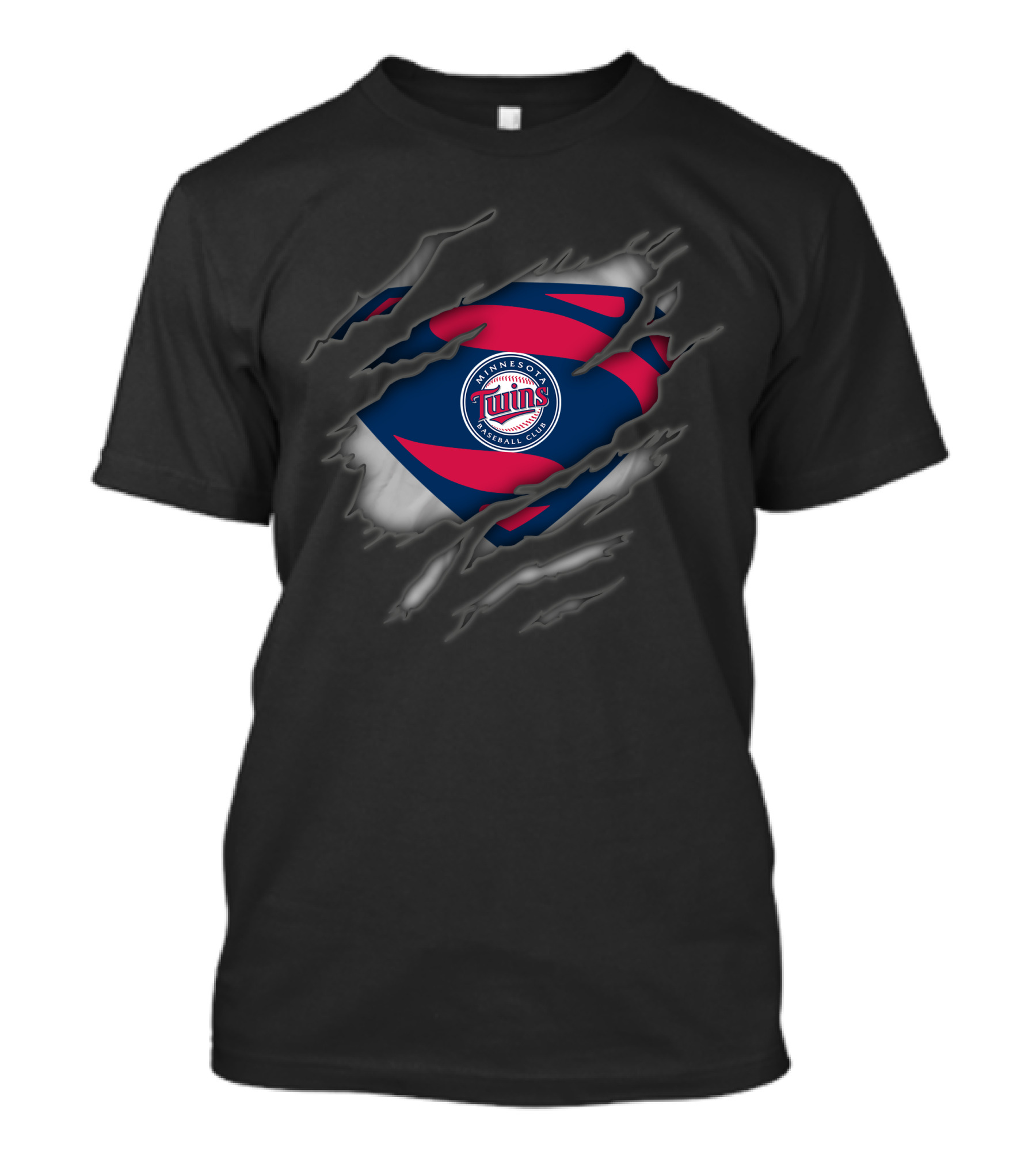 Minnesota Twins Baseball Club Ripped Superman T-Shirt