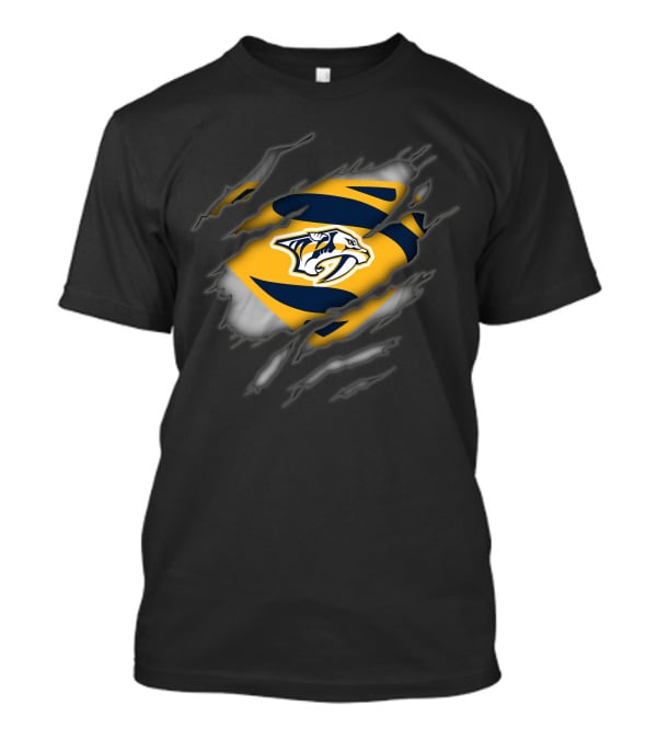 Nashville Predators Rip Through Logo Superhero Style T-Shirt