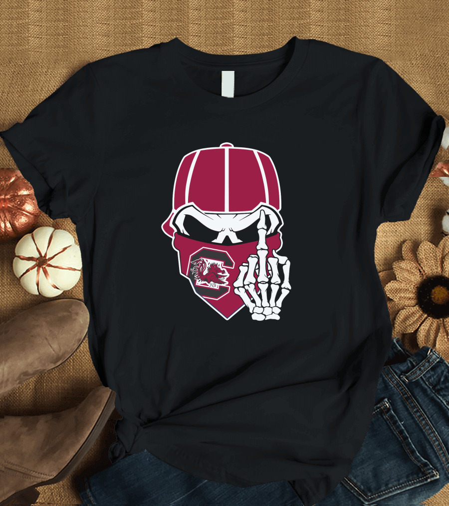 South Carolina Gamecocks Skull Bandana Skeleton Hand T-Shirt