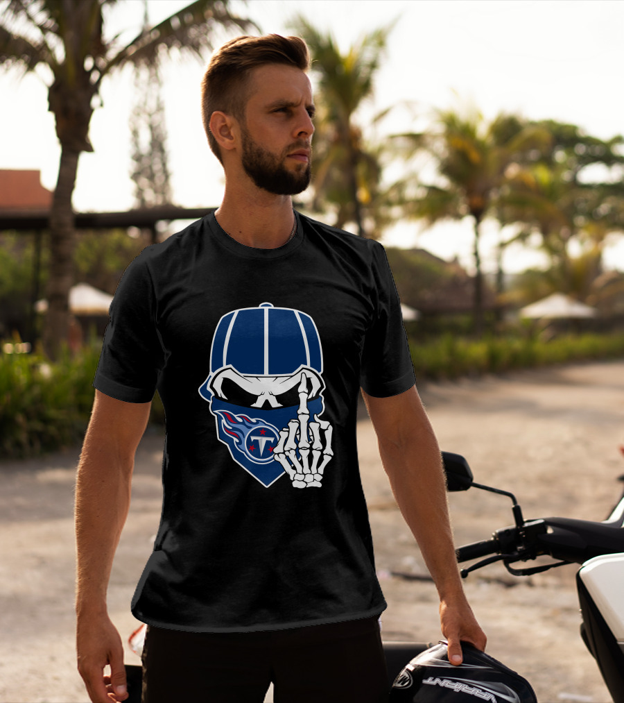 Tennessee Titans Skull Skeleton Hand Gesture T-Shirt