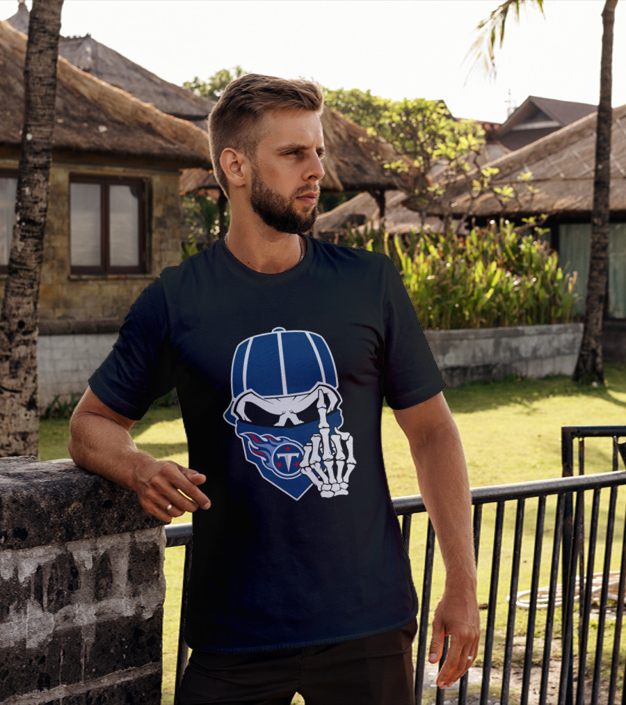 Tennessee Titans Skull Skeleton Hand Gesture T-Shirt