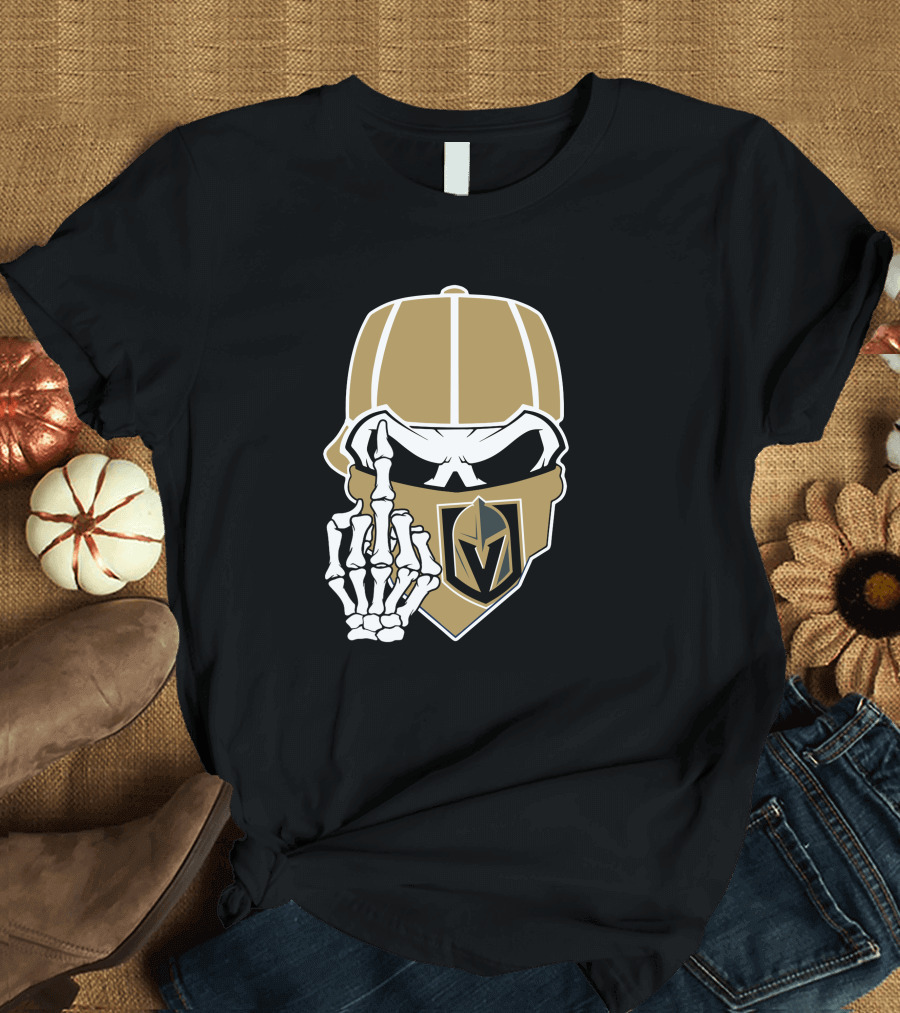 Vegas Golden Knights Skull Skeleton Middle Finger T-Shirt