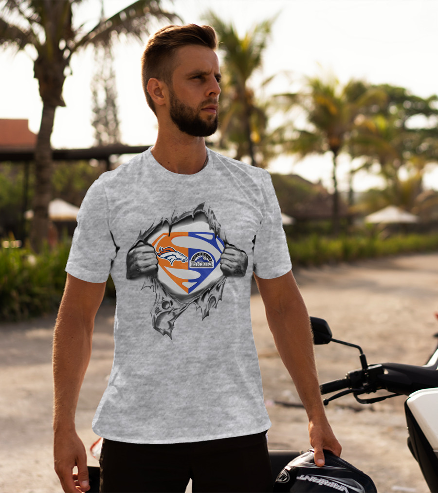 Broncos Colorado Rockies Superman Logo Fusion T-Shirt