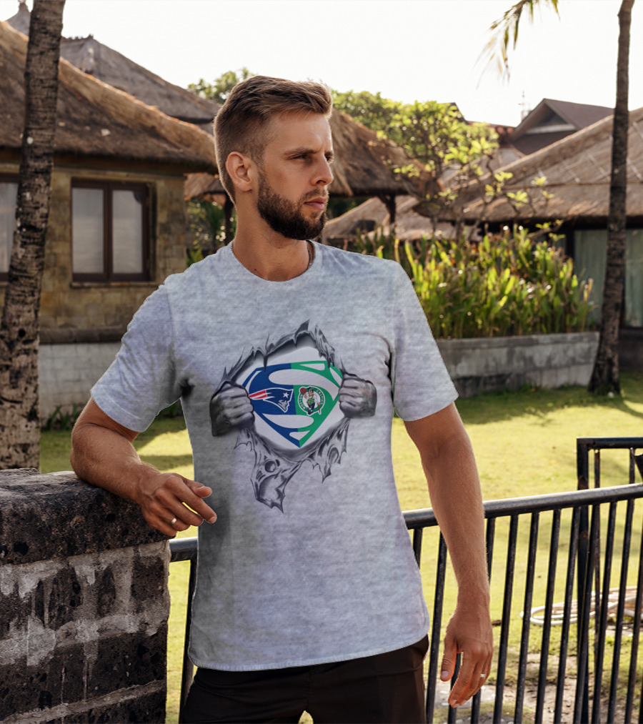 Patriots Boston Celtics Superman Logo Combo T-Shirt