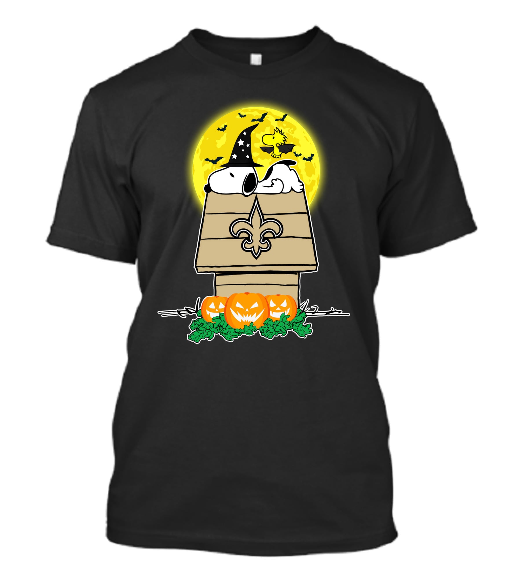 New Orleans Saints Snoopy Halloween Moon Pumpkin House T-Shirt