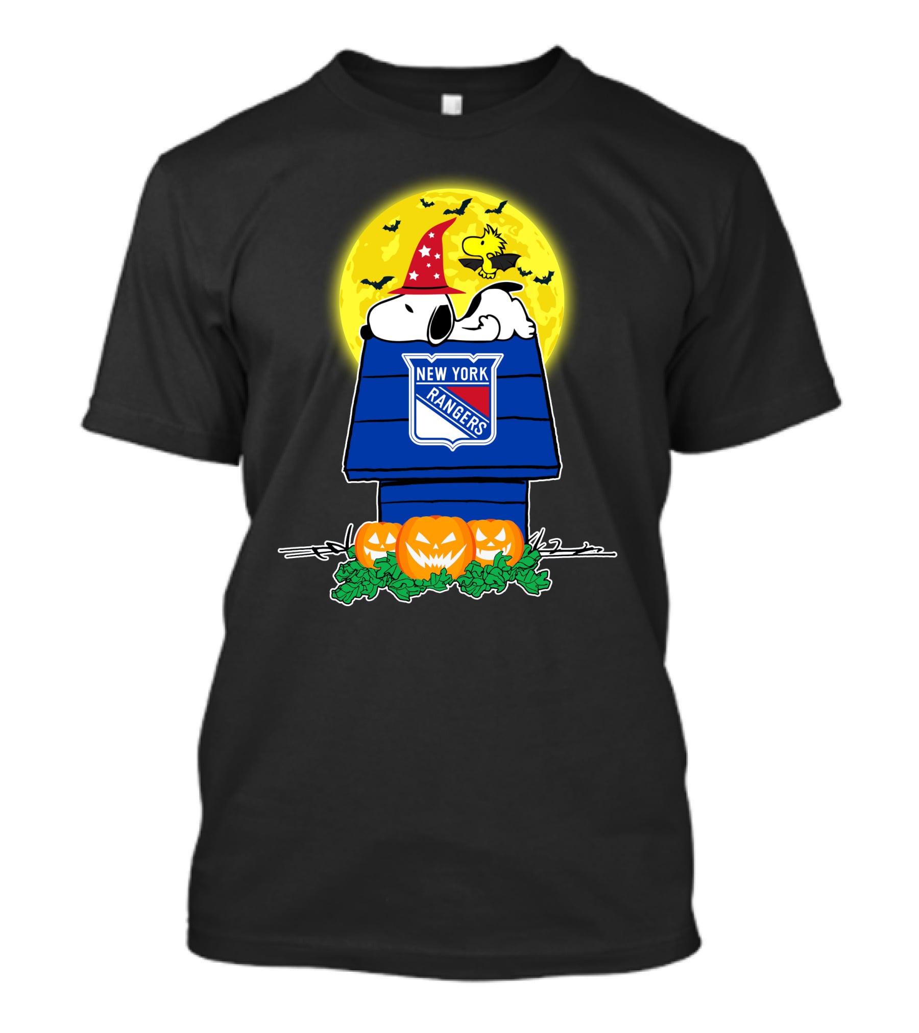 New York Rangers Snoopy Halloween Pumpkin Moon T-Shirt