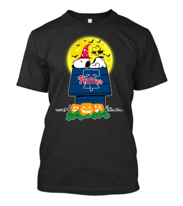 Philadelphia Phillies Snoopy Woodstock Halloween Moon Pumpkins T-Shirt