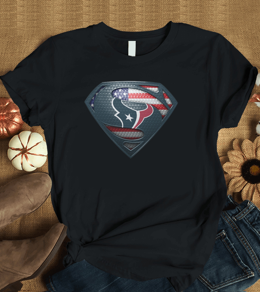 Houston Texans Superman American Flag T-Shirt