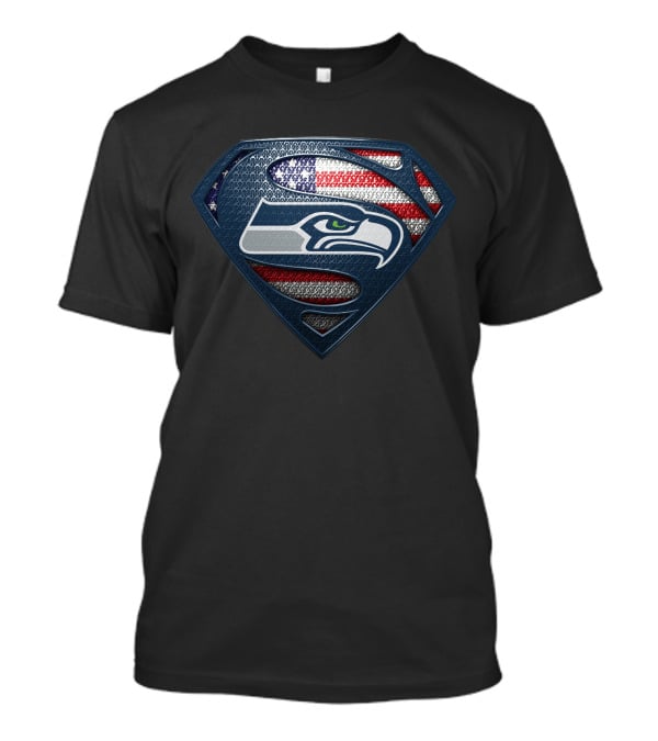 Seattle Seahawks Superman American Flag T-Shirt