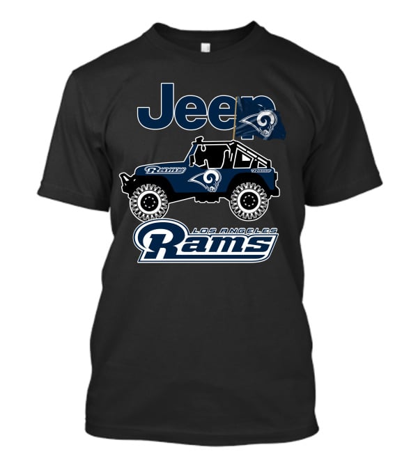 Los Angeles Rams Jeep Off-Road Adventure With Team Logo And Flag T-Shirt