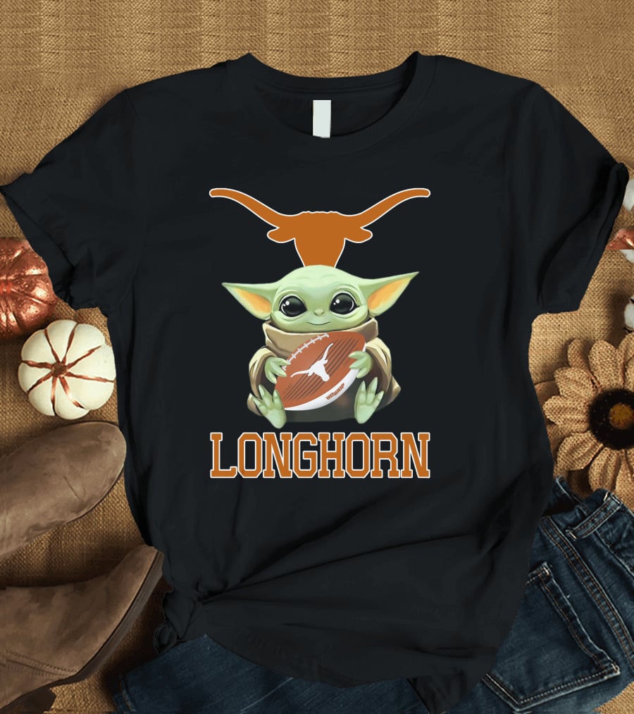 Texas Longhorn Baby Yoda Football Fan T-Shirt