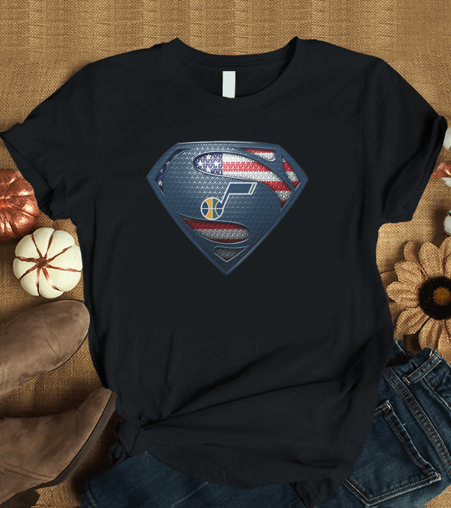 Utah Jazz Superman American Flag T-Shirt