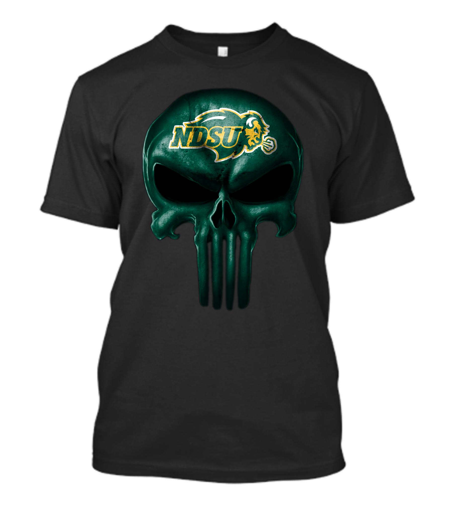 Ndsu Bison Skull Iconic Green Design North Dakota State Bison T-Shirt