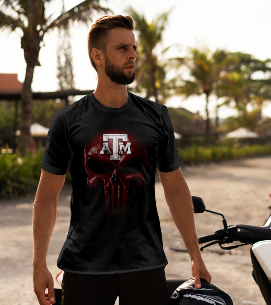 Texas A&M Aggies Skull Atm Logo Dark T-Shirt
