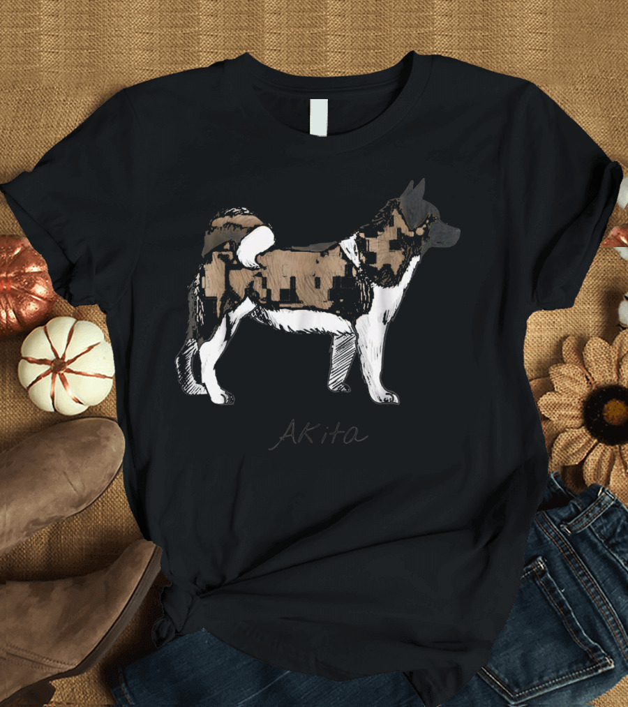 Akita Dog Illustration Fun Doggy T-Shirt