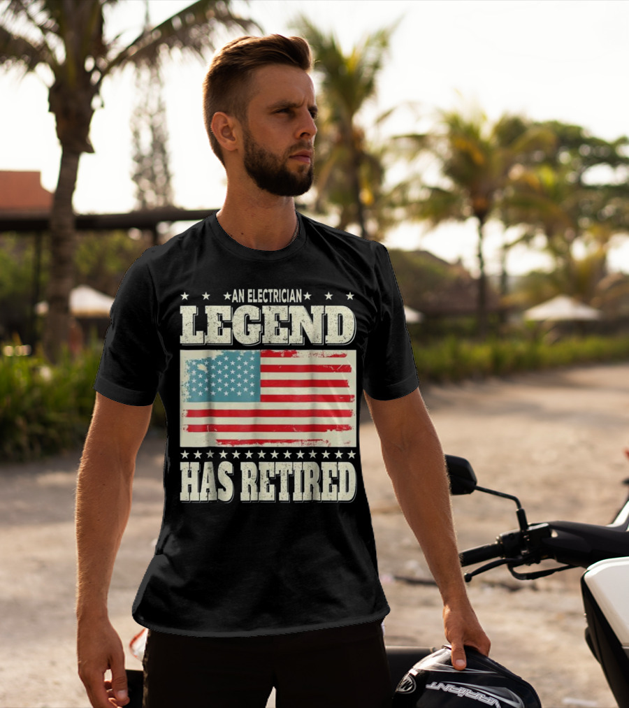 An Electrician Legend Has Retired American Flag T-Shirt
