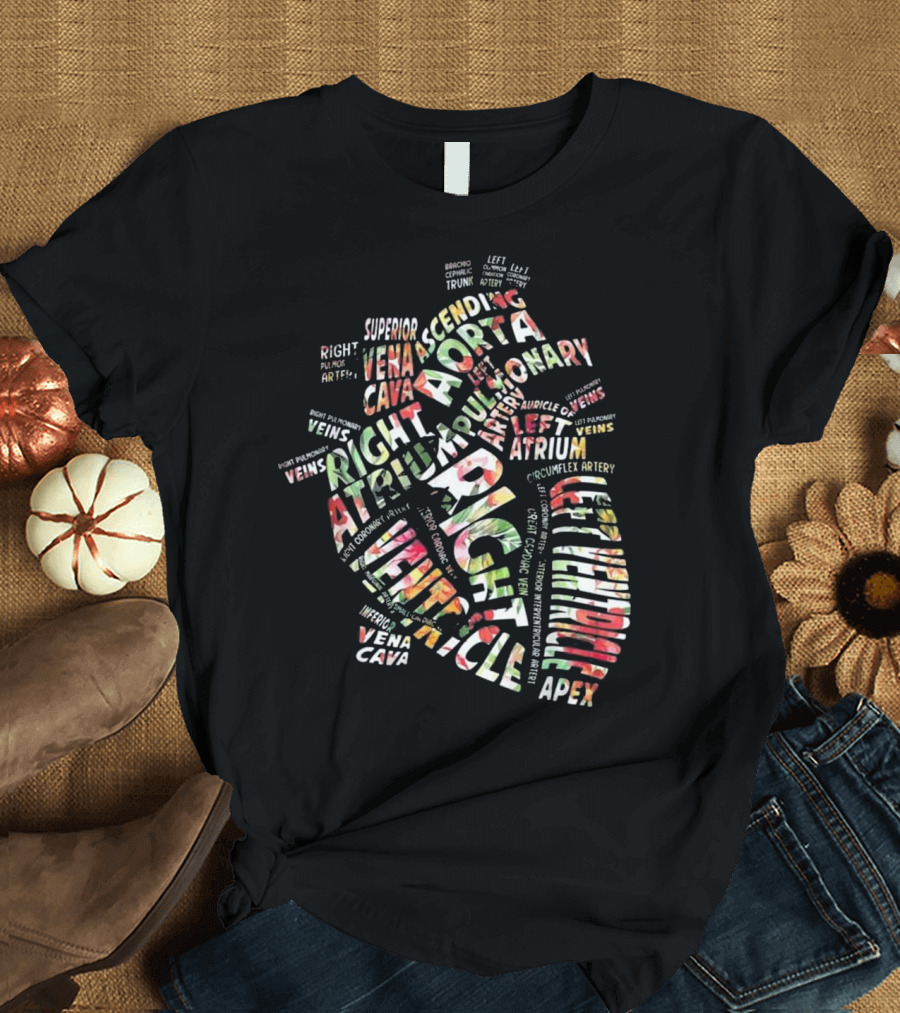 Anatomical Heart Right Ventricle Atrium Aorta Cardiac Nurse T-Shirt