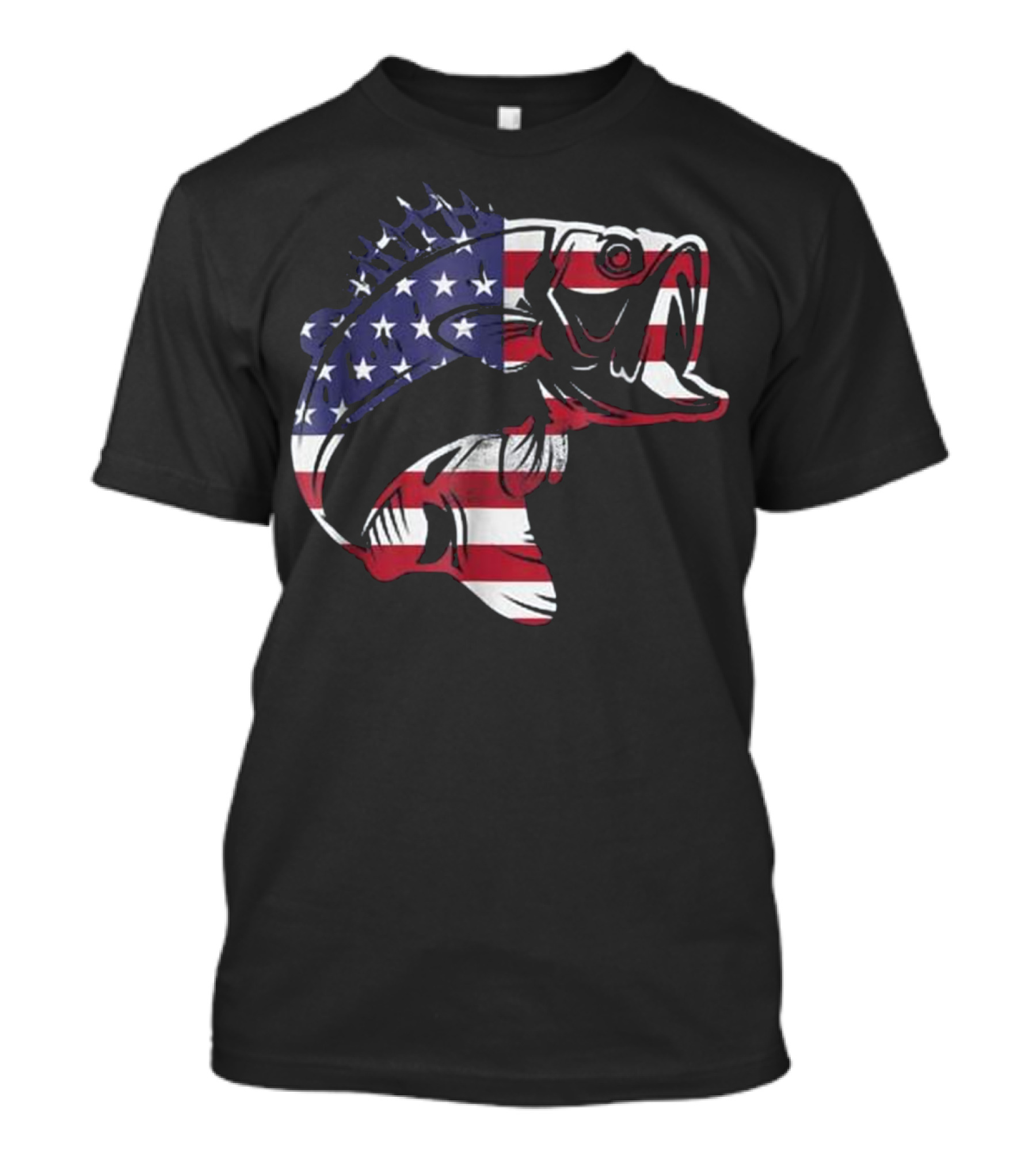 Bass Fishing American Flag Patriotic Bass Fisherman T-Shirt