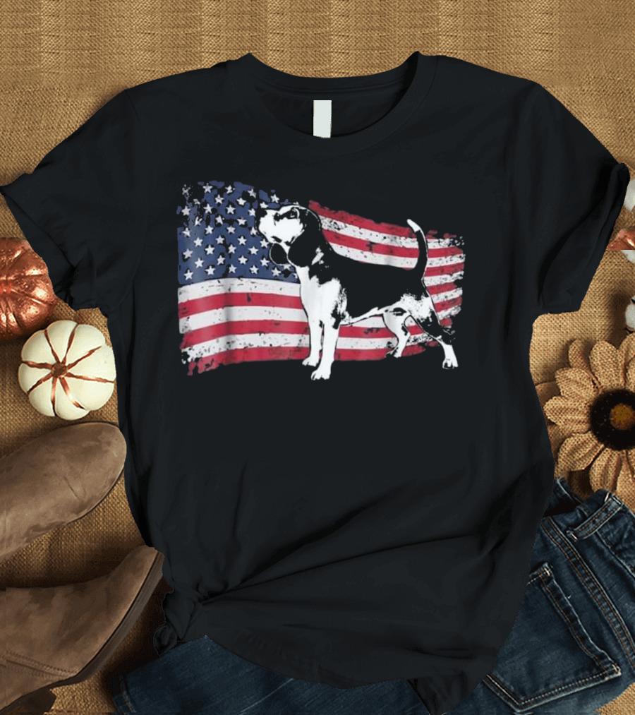 Beagle Dog American Flag Fun T-Shirt