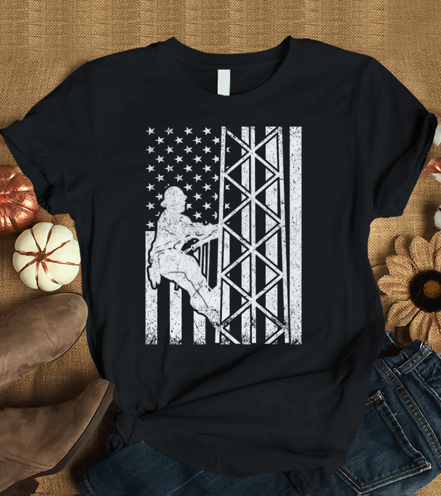 American Flag Tower Climbing T-Shirt