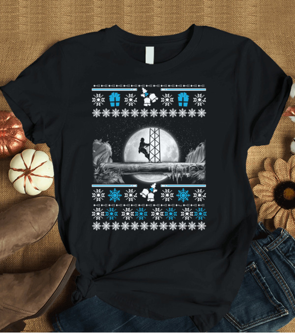 T-Shirt: Ugly Merry Christmas Tower Climber Moonlit Winter Wonderland T-Shirt Ugly Merry Christmas Tower Climber Moonlit Winter Wonderland T-Shirt