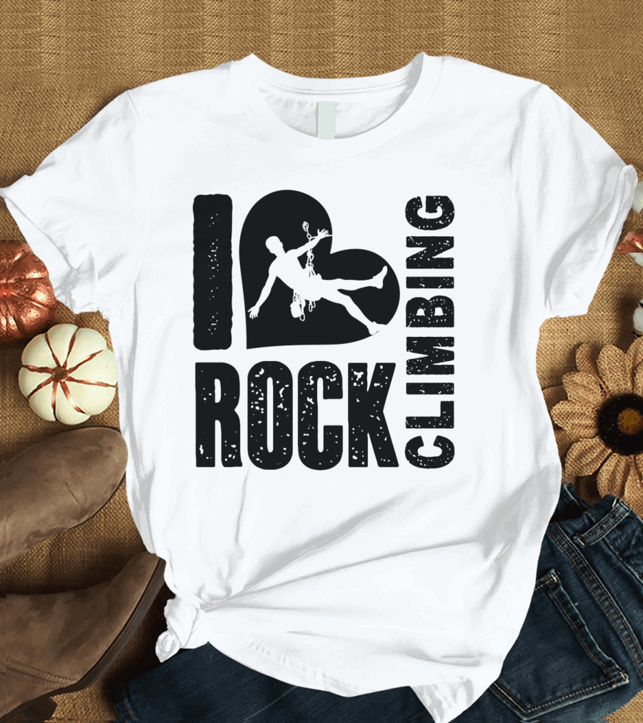 I Heart Rock Climbing Silhouette Enthusiast T-Shirt