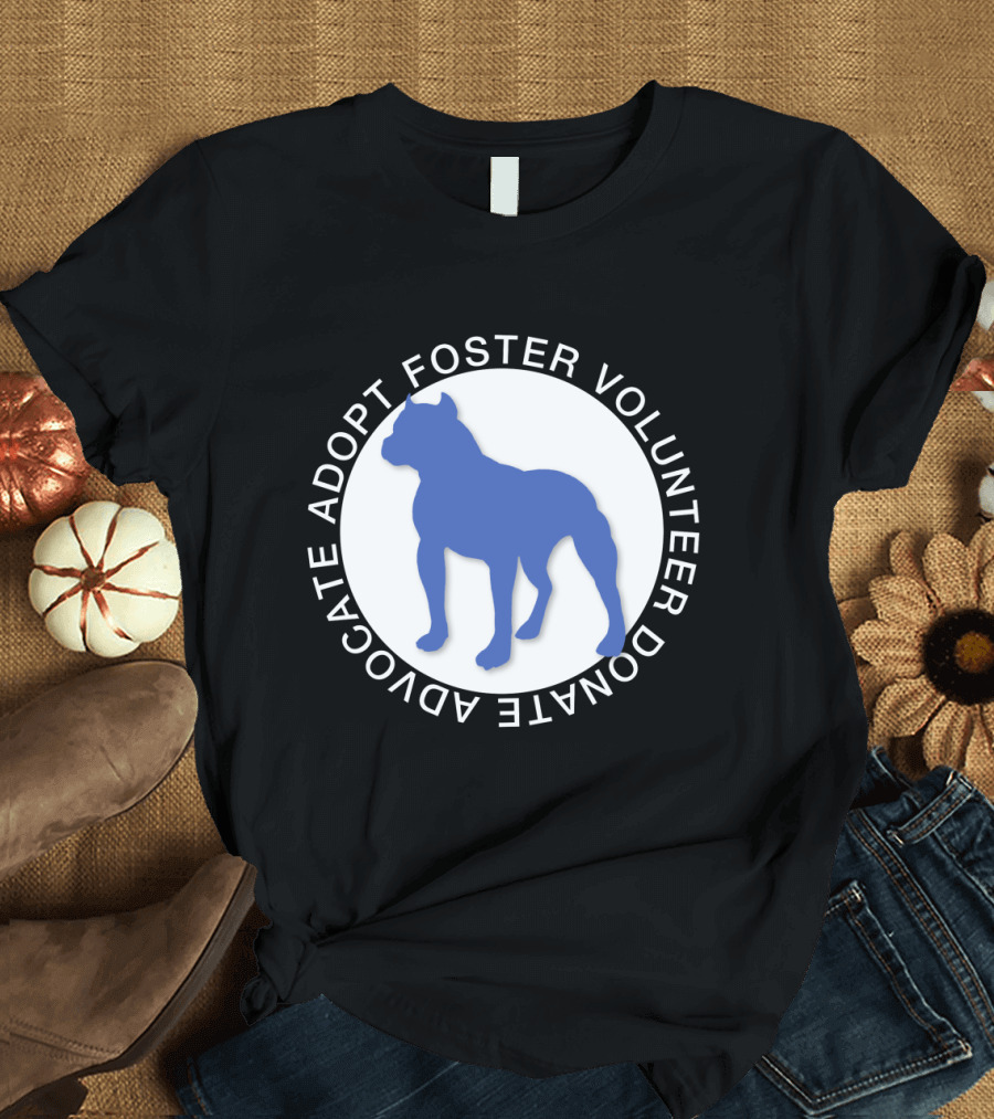 ADOPT FOSTER VOLUNTEER DONATE ADVOCATE BLUE PITBULL SILHOUETTE CIRCLE T-Shirt