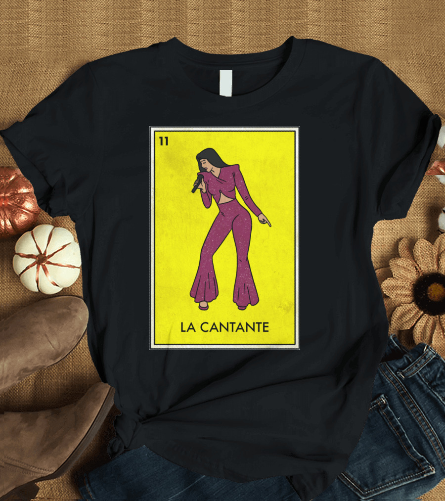 La Cantante 11 Mexican Loteria Bingo Card Style Musician T-Shirt
