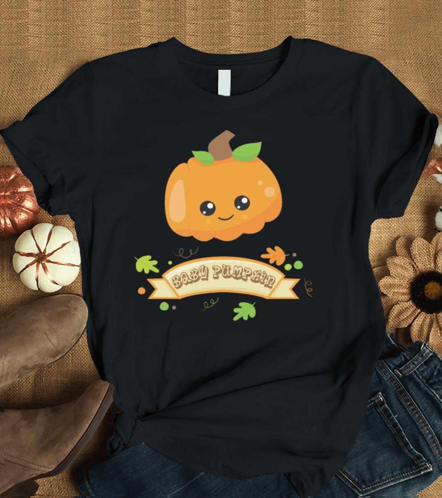 Baby Pumpkin Cute Kawaii Orange Autumn Leaves T-Shirt