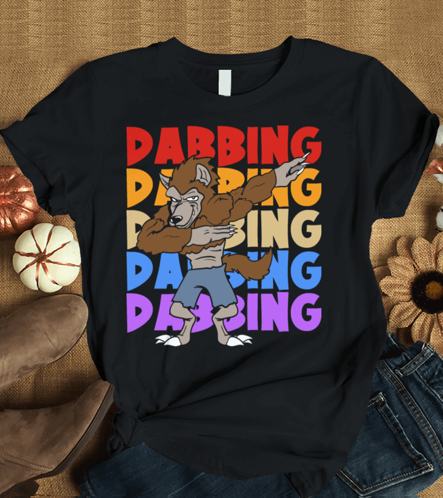 Dabbing Werewolf Vintage Halloween Dab Monster T-Shirt