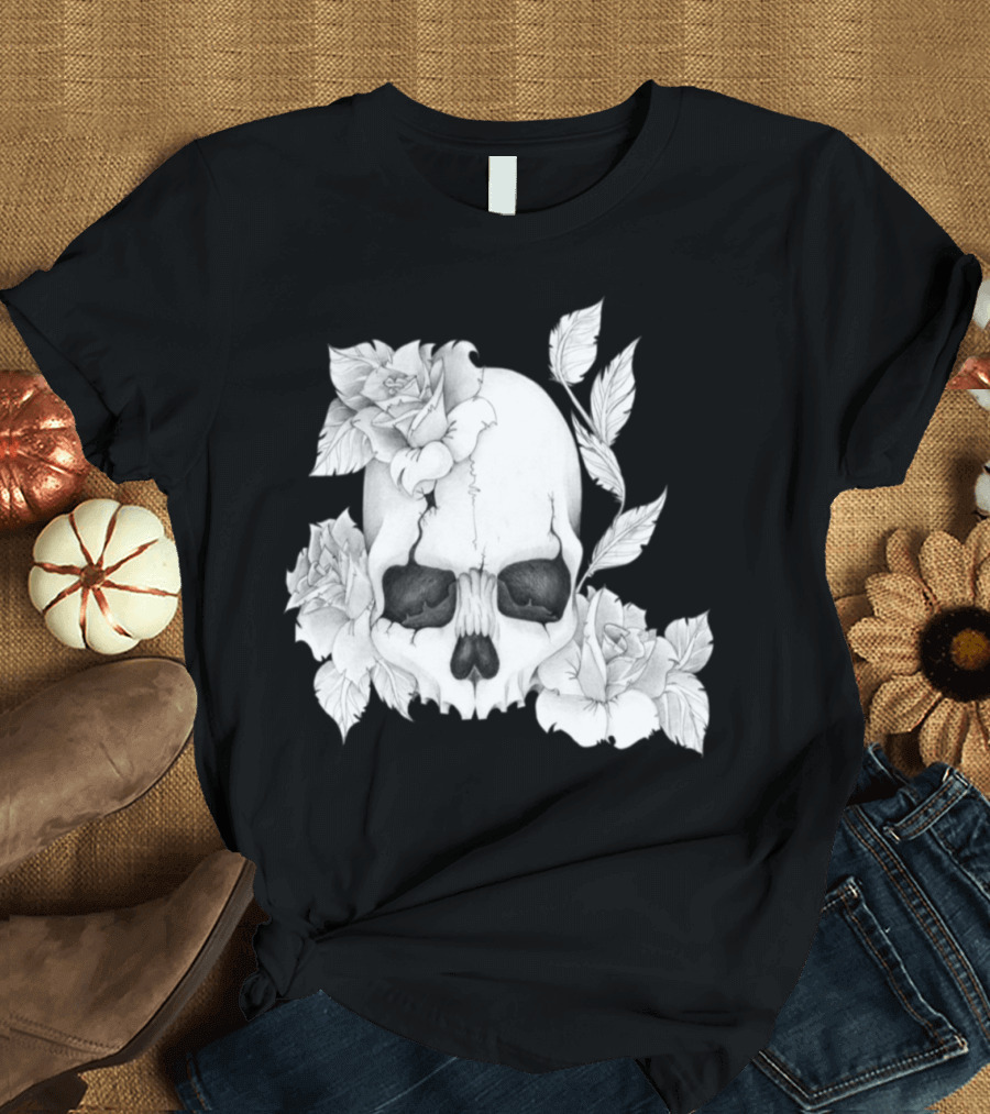 Skull N Roses with Intricate Floral T-Shirt