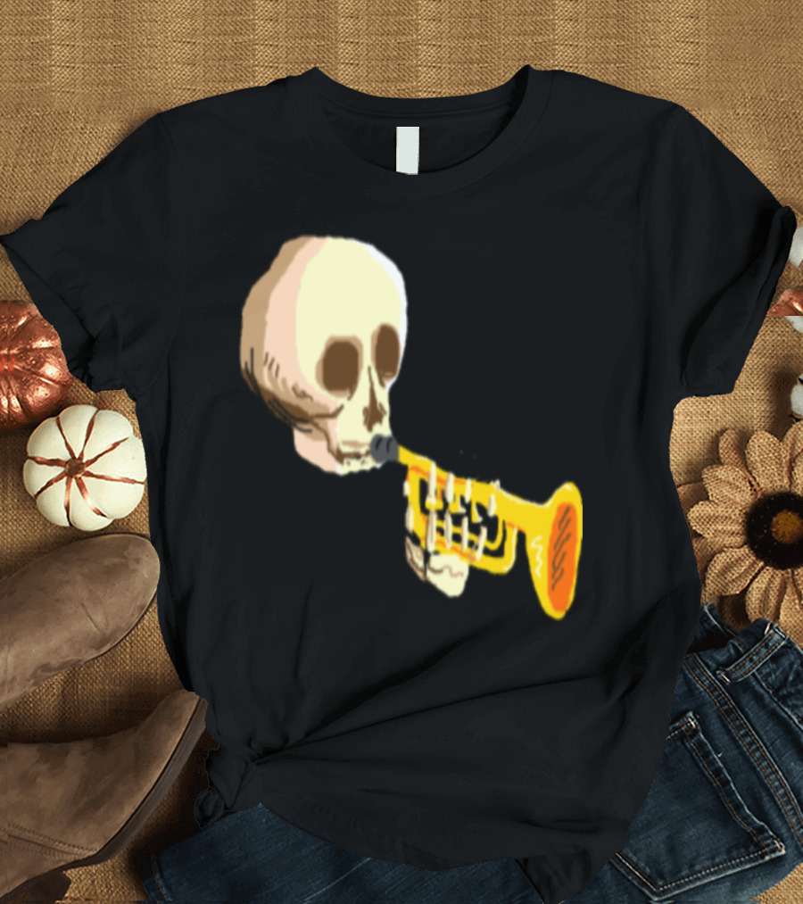 DOOT Skeleton Playing Trumpet Iconic Meme T-Shirt