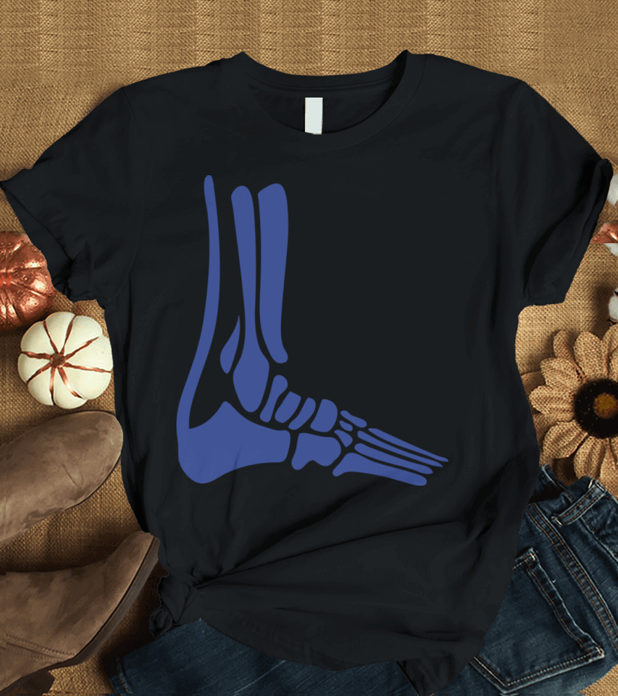 Achilles Heel Blue Skeleton Foot Bone T-Shirt