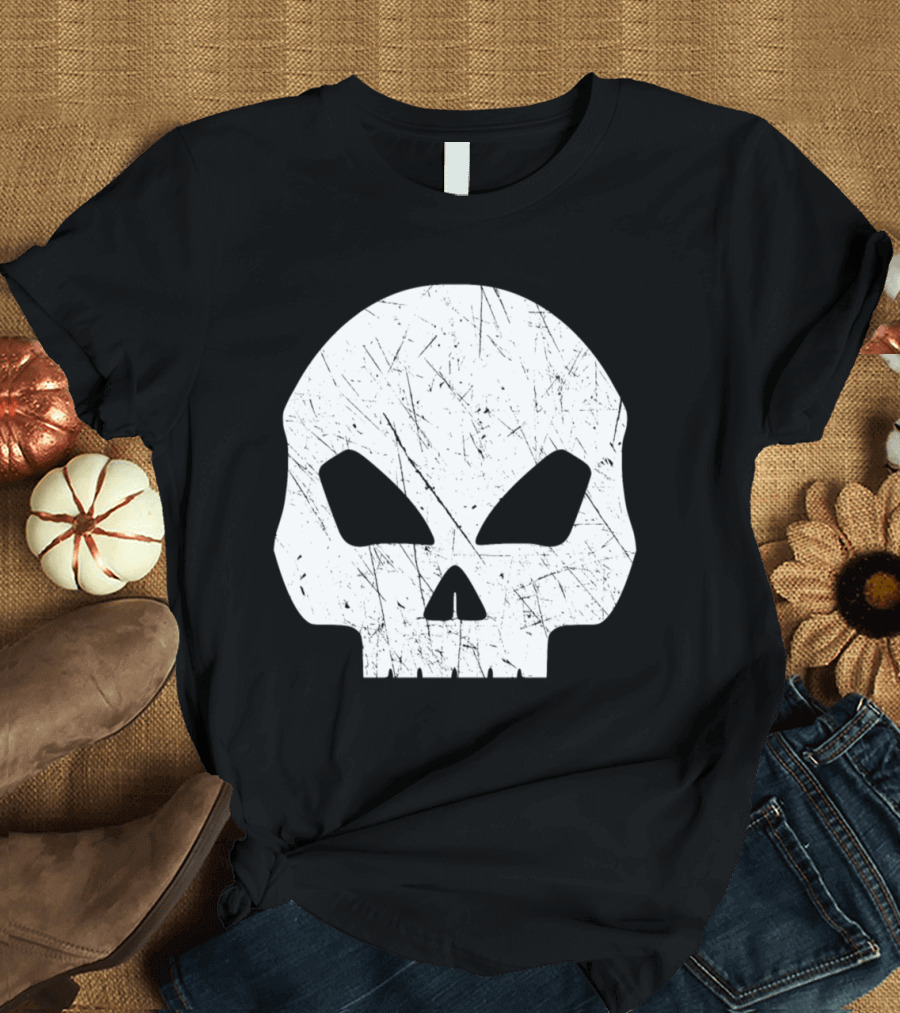 Scratched Skull Death Dead Bones Skeleton Iconic Grunge T-Shirt