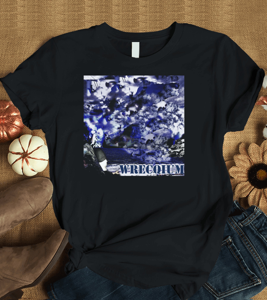 Wrecquium Beach Dreams Surreal Ocean Clouds Blue T-Shirt