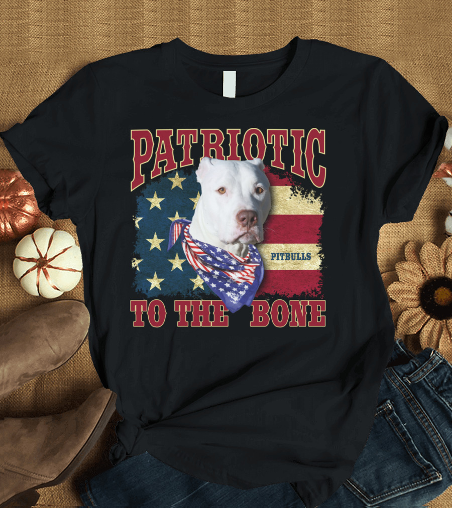 Patriotic to the Bone Pitbulls Stars and Stripes Bandana T-Shirt