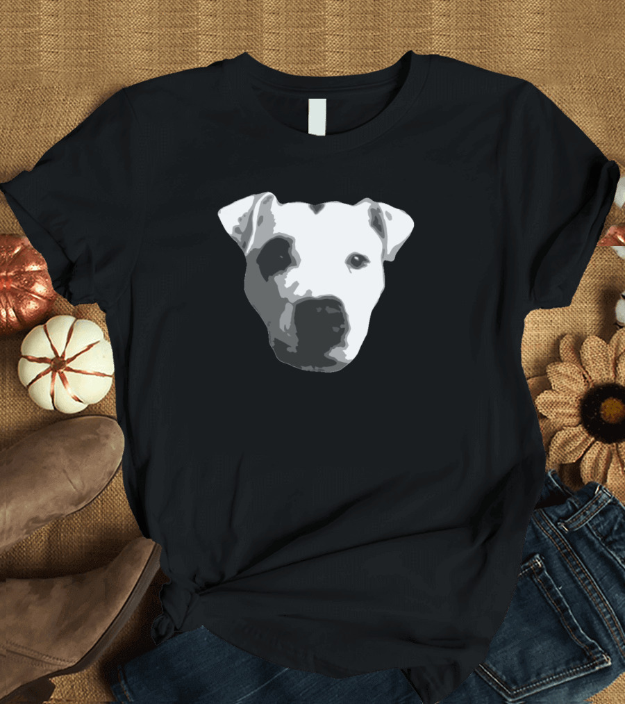 Black and White Dog Illustration Dru from PaulTalks T-Shirt