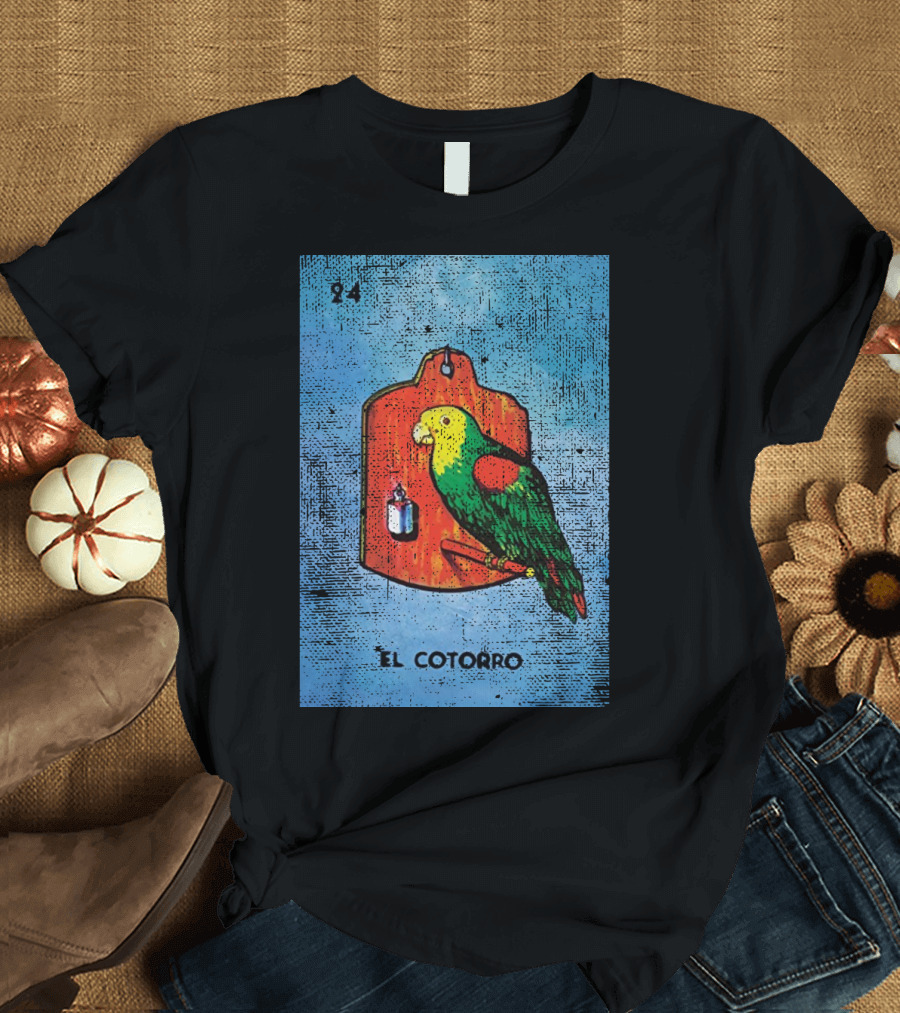 El Cotorro 24 Mexican Loteria Bingo Card Parrot T-Shirt