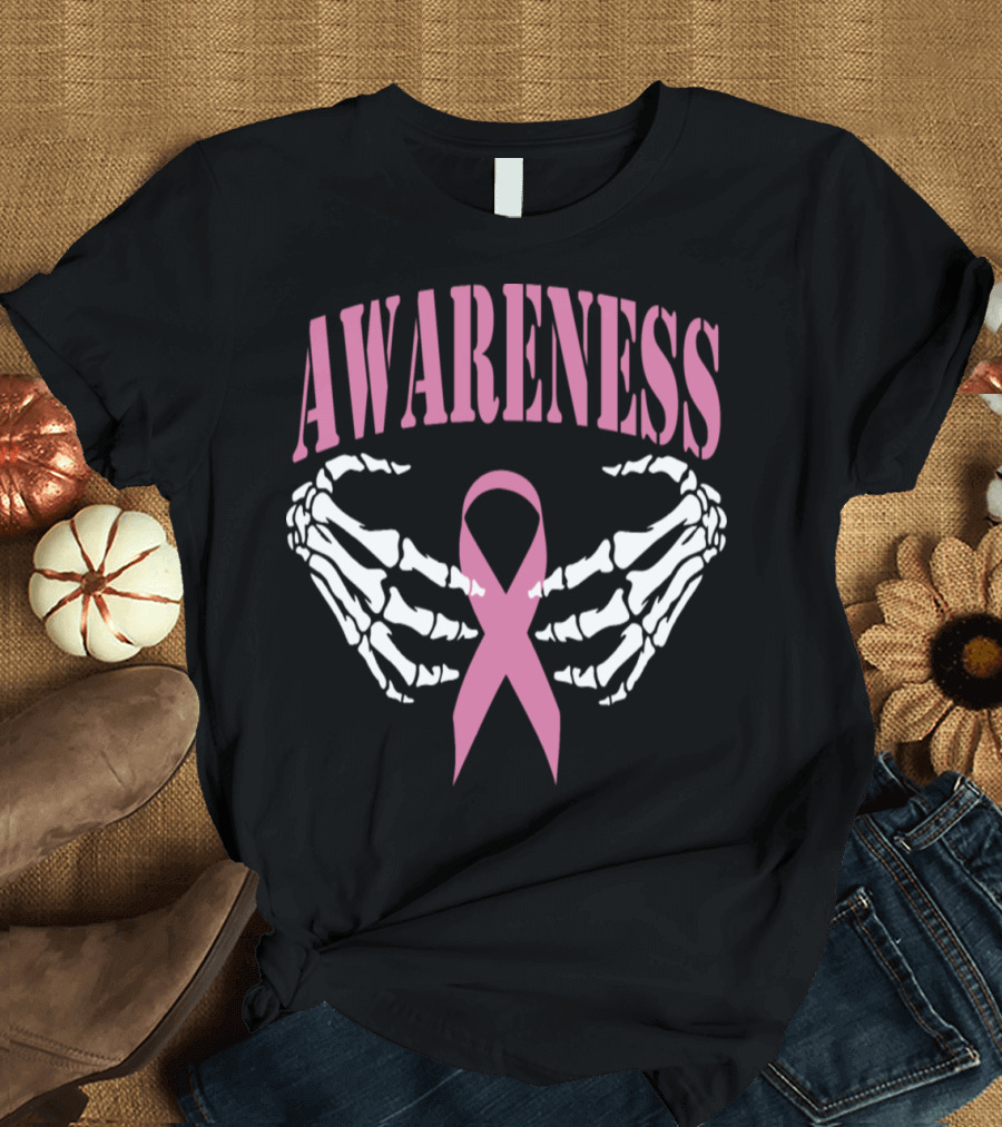 Awareness Halloween Skeleton Breast Cancer T-Shirt