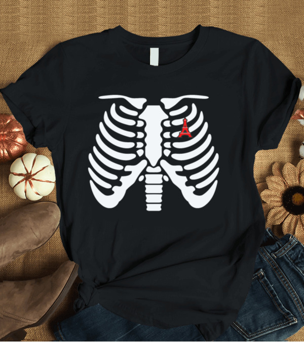 T-Shirt: Halloween Skeleton Eiffel Tower Paris Ribcage T-Shirt Halloween Skeleton Eiffel Tower Paris Ribcage T-Shirt