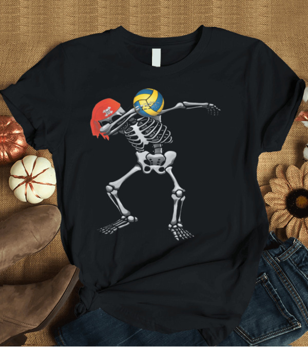 T-Shirt: Pirate Skeleton Dabbing Volleyball Halloween Pumpkin T-Shirt Pirate Skeleton Dabbing Volleyball Halloween Pumpkin T-Shirt