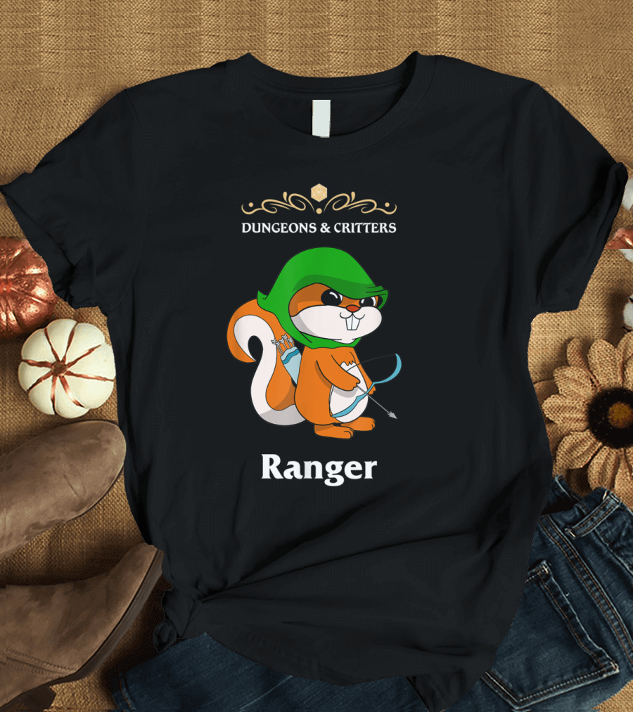 Dungeons and Critters Squirrel Ranger Bow and Arrows T-Shirt