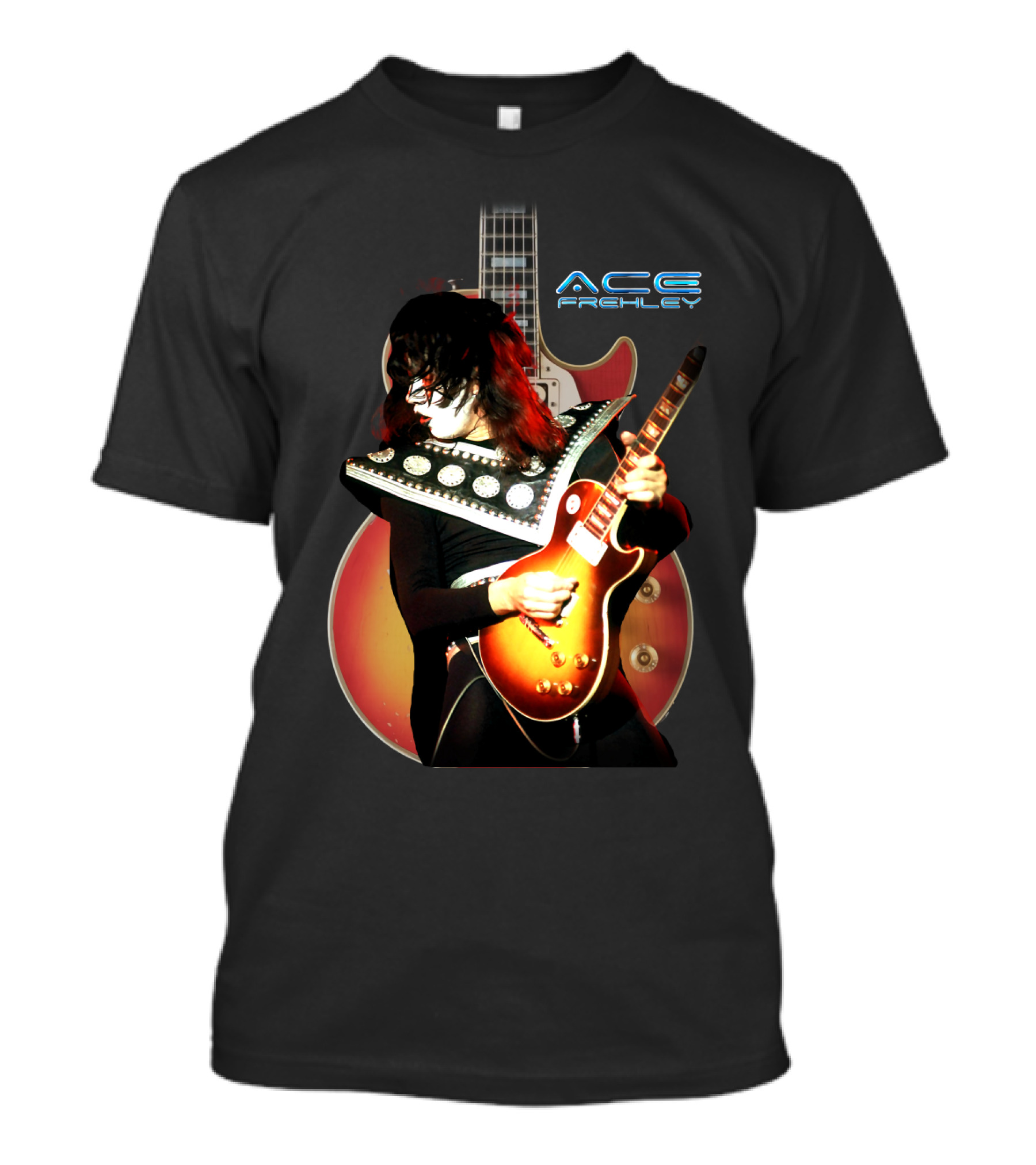Ace Frehley Les Paul Guitar Live Performance Iconic Rock T-Shirt