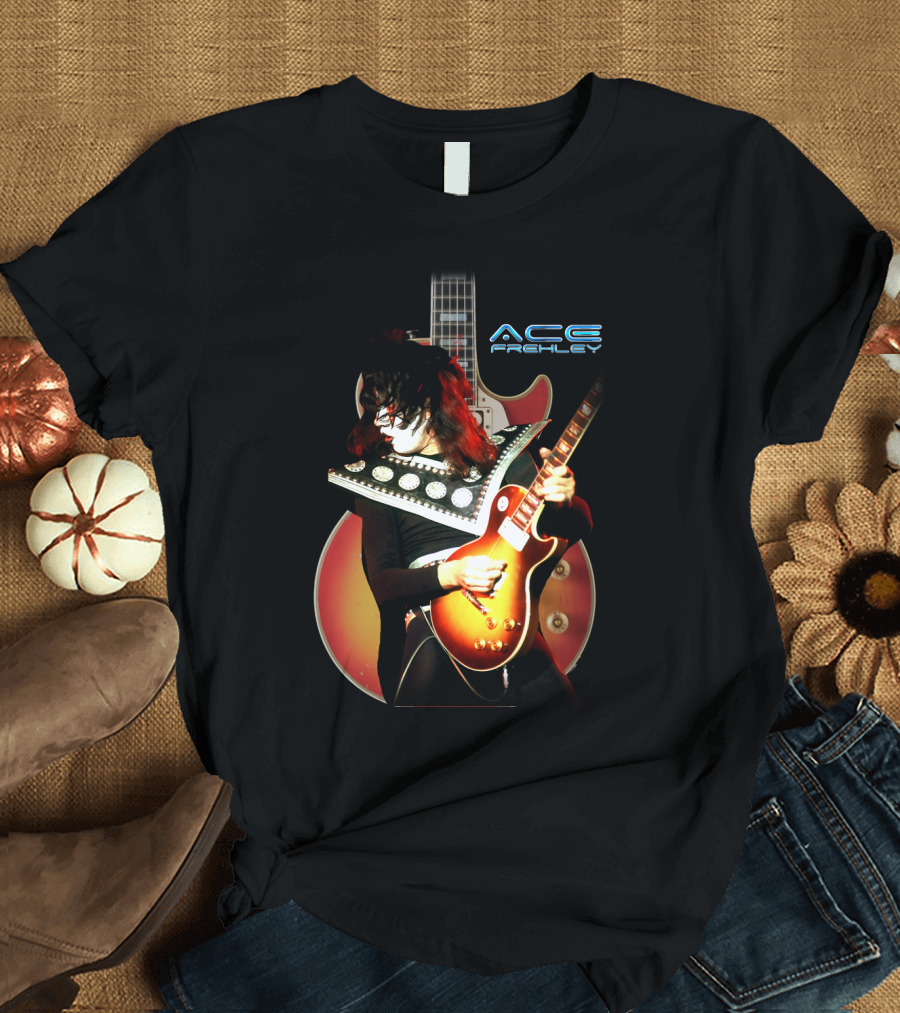 Ace Frehley Les Paul Guitar Live Performance Iconic Rock T-Shirt