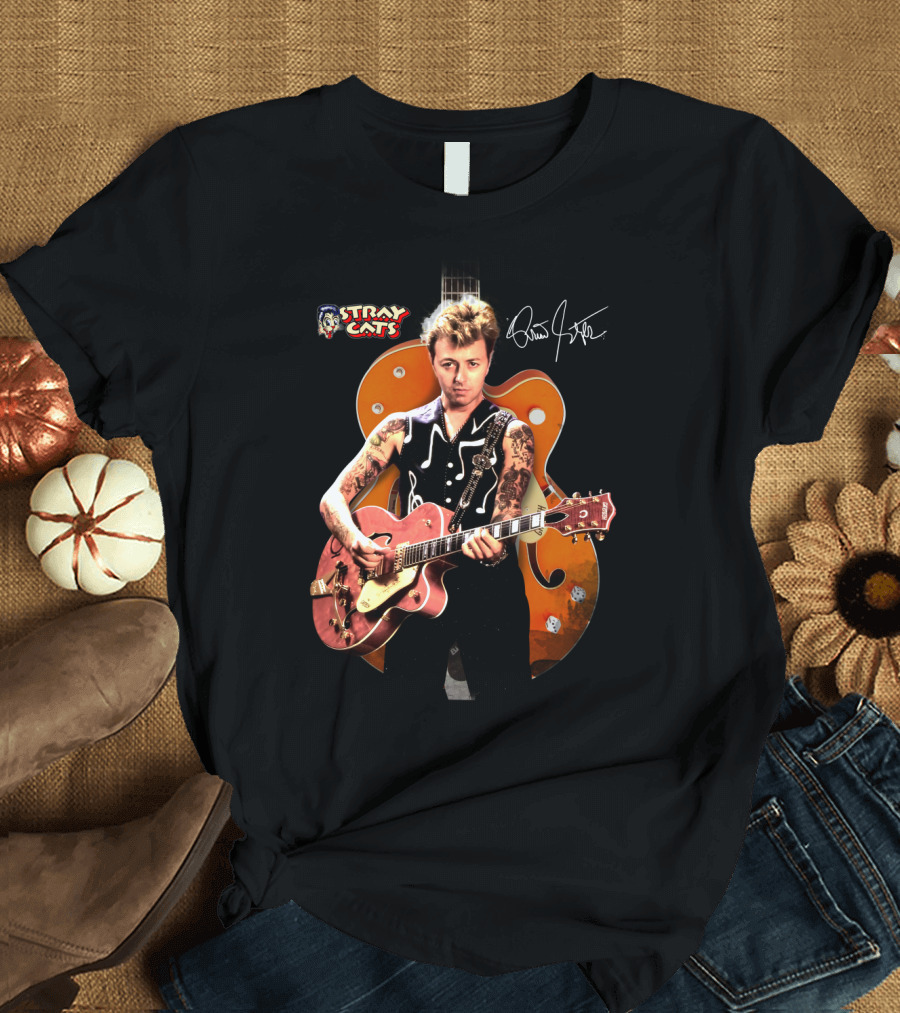 Stray Cats Rockabilly Brian Setzer Guitar T-Shirt