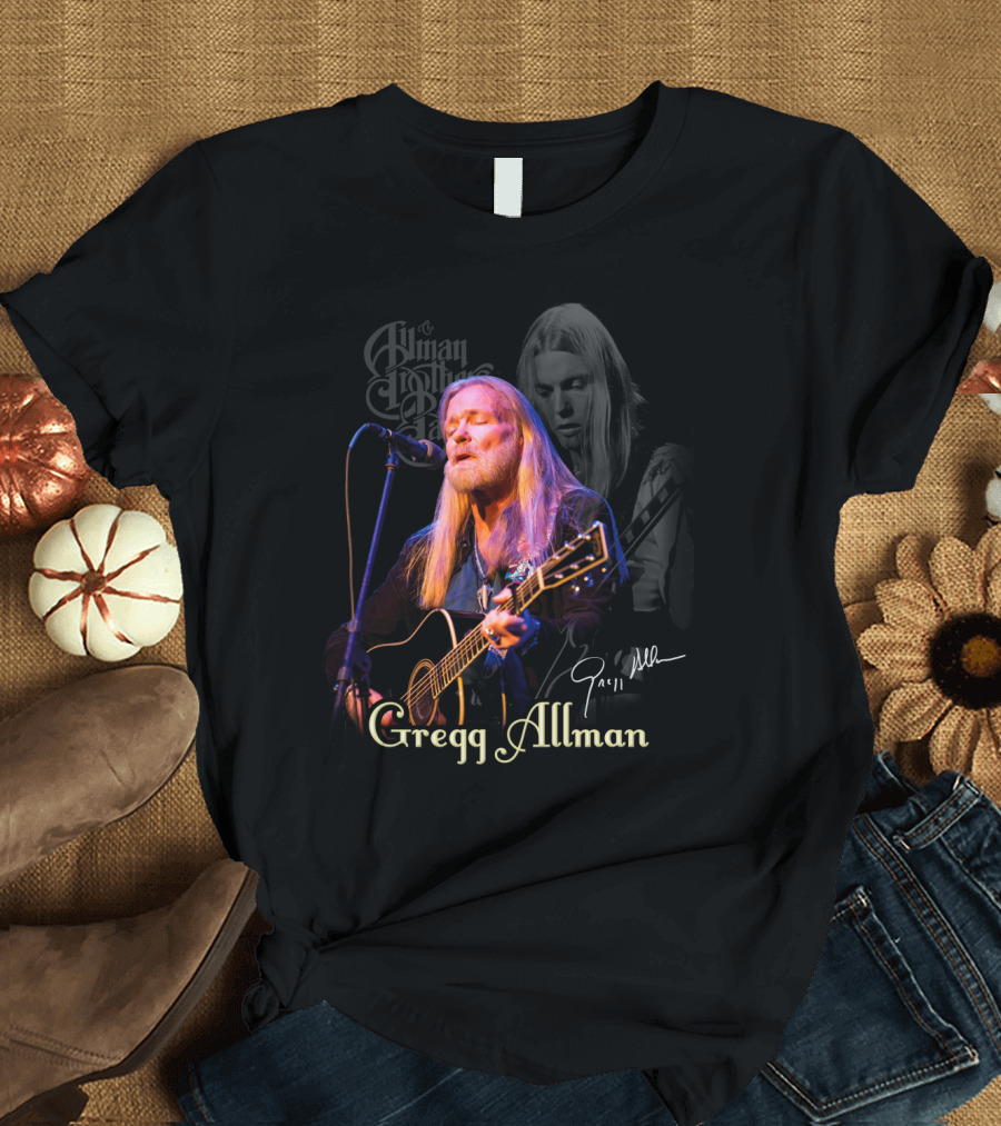 Gregg Allman Playing Guitar Live Performance with Signature T-Shirt